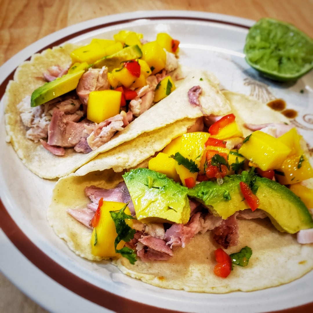 Smoked Chicken Tacos and Mango Salsa